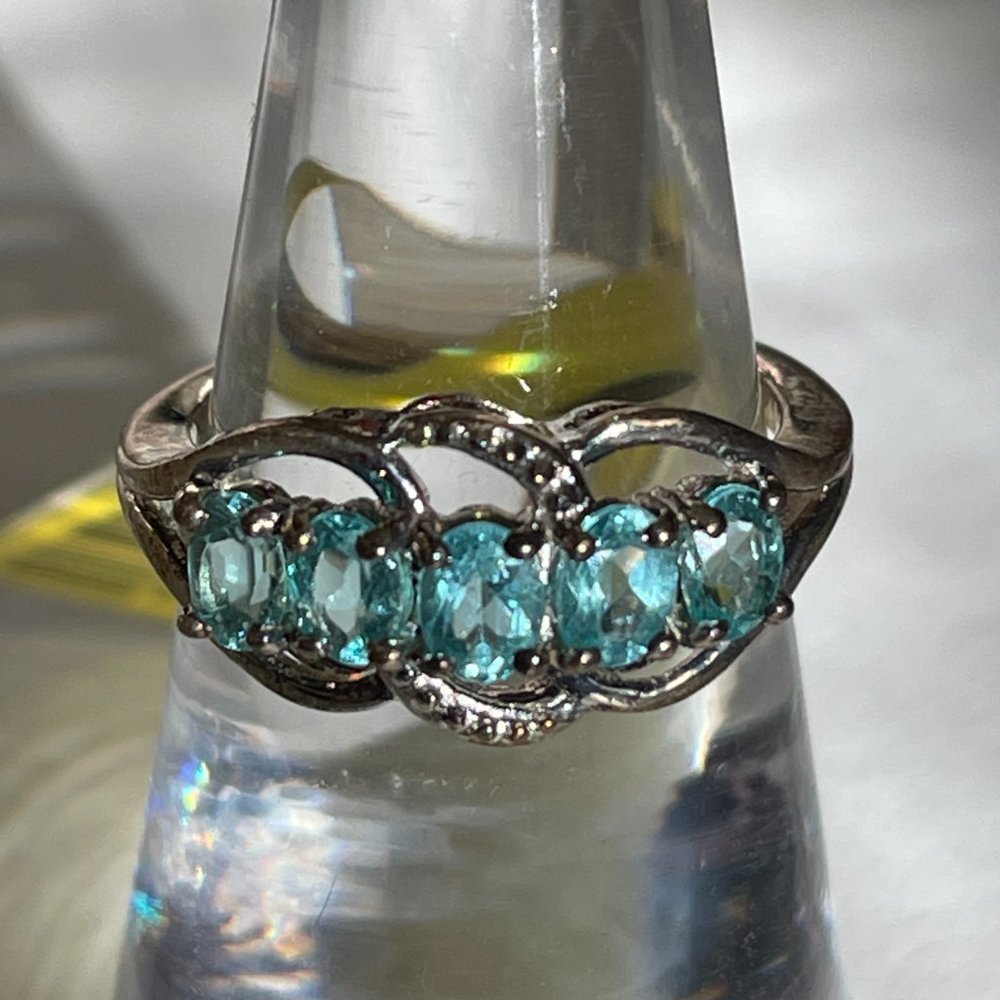 Madagascar Paraiba Apetite 5 Stone Ring -- Size 5